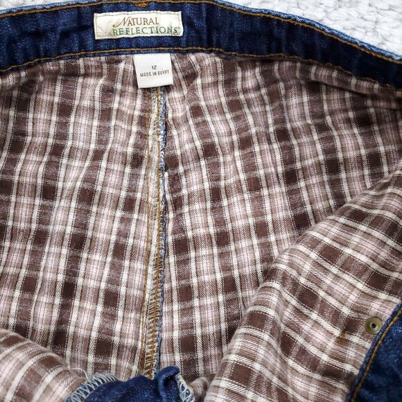 Natural Reflections Flannel Lined Straight Leg Jeans Women's Size 12 Blue Denim - Picture 7 of 12